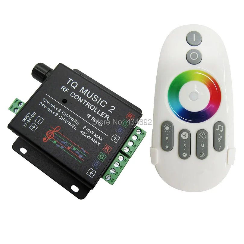 LED RGB Музыка 2 контроллер канала с пультом дистанционного управления DC12-24V Max 18A TQ RF |