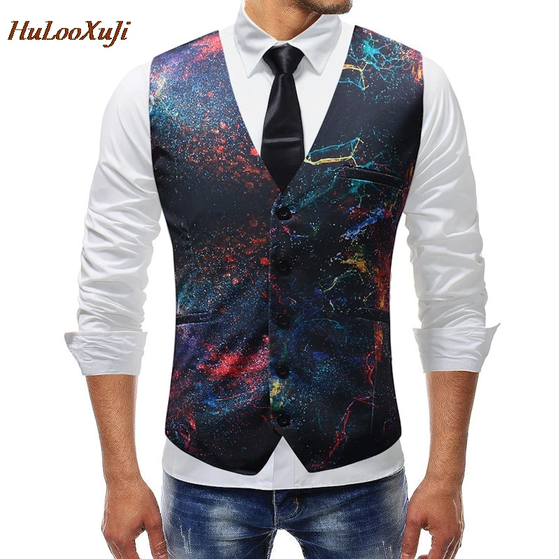 HuLooXuJi мужские костюмные жилеты Slim Fit Повседневная модная куртка без рукавов с