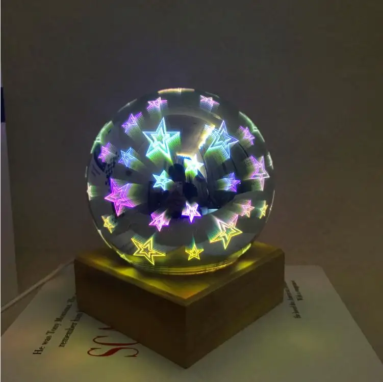 big starry 3D USB мощный стеклянный светодиодный светильник, ночник, Звездный/Фейерверк/Вселенная, волшебный хрустальный шар, декоративная лампа, цветной Рождественский подарок - Испускаемый цвет: big starry
