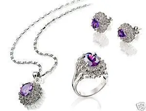 

free shipping *******Jewelry stone inlay zircon necklace pendant earrings ring set