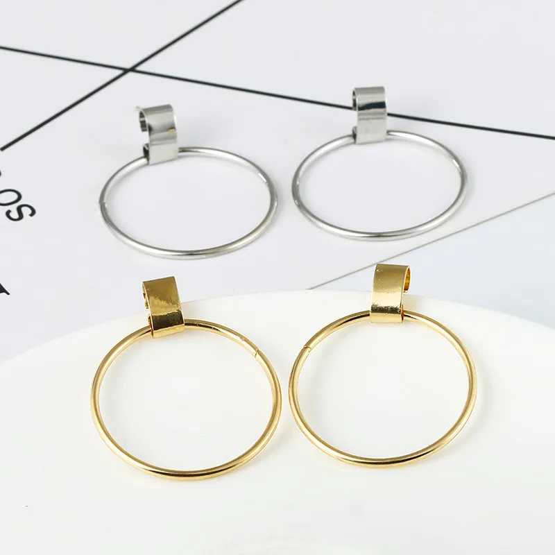 Золотые круглые серьги для женщин модные простые Стильные заявление высокое
