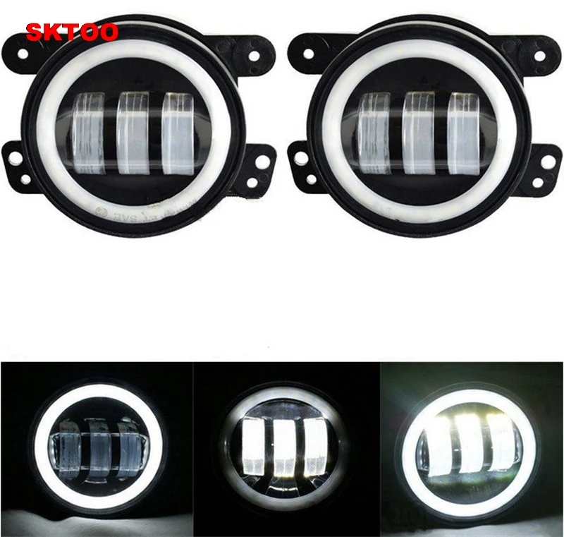 

SKTOO 2pcs White Round fog lights lens Projector 30w led 4 inch Front bumper fog lights For Offroad Jeep Wrangler Dodge Chrysler