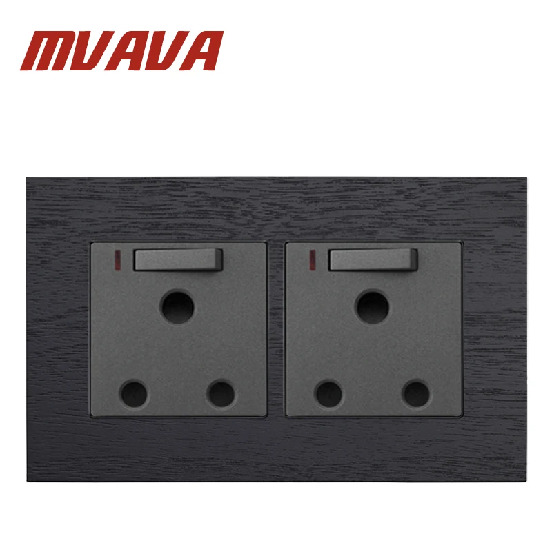MVAVA Double UK 15A розетка с переключением черная искусственная древесина 250 В двойная