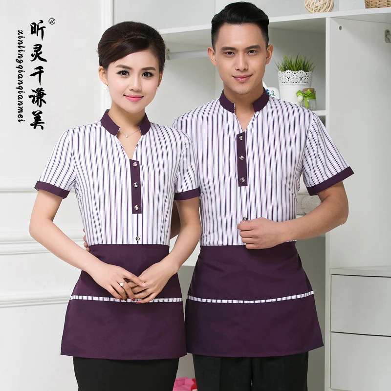 Отель Униформа летняя официантка отель ресторан кафе горячий горшок с короткими