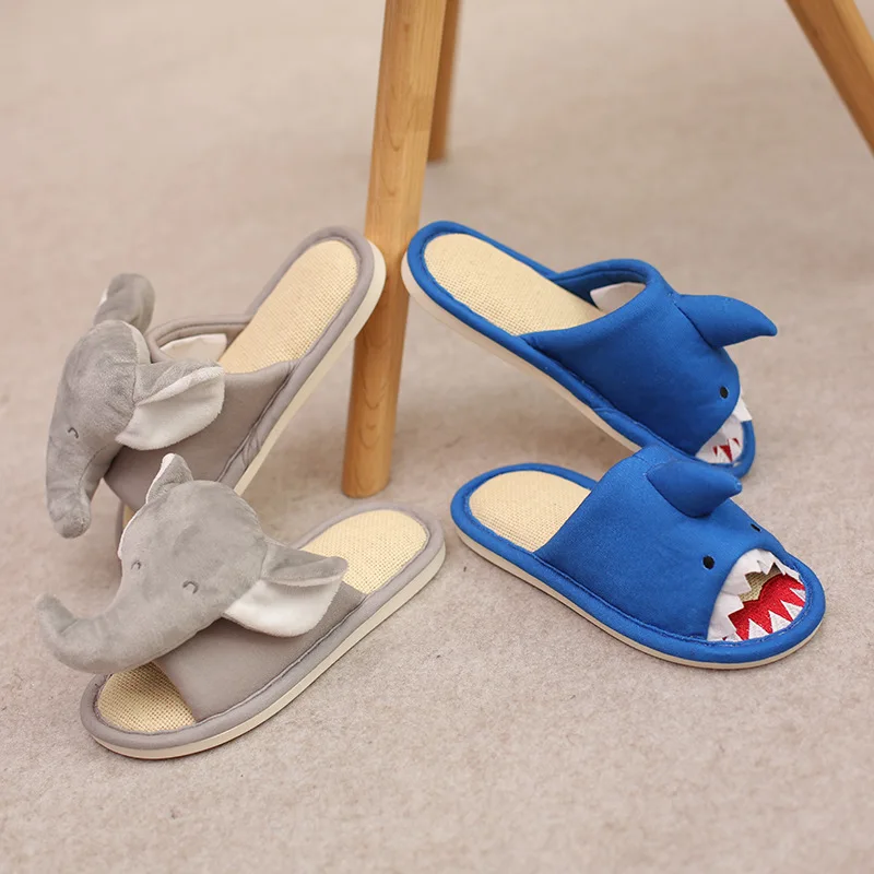 

Newest Kids Cartoon Funny Slippers Boys Girl TPR Non-Slip Floor Slipper Children Home Indoor Baby Elephant Shark Soft Cute Shoes