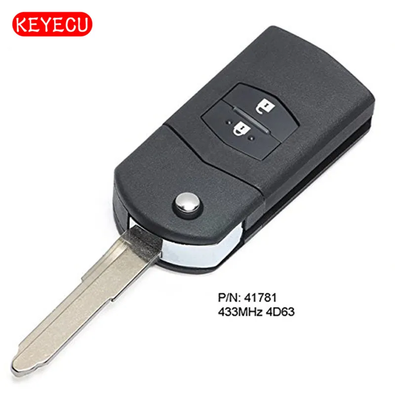 Обновленная флип карта Keyecu 433 МГц 4D63 2 кнопки для Mazda 3 BK серии 2006 2009 BT50 Visteon 41781|Ключ