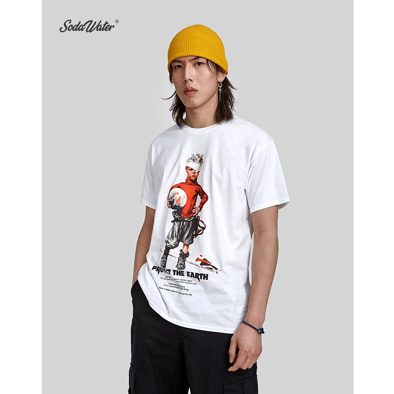 Сода воды 100% хлопок футболка Забавный мальчик печатных футболки мужские летние