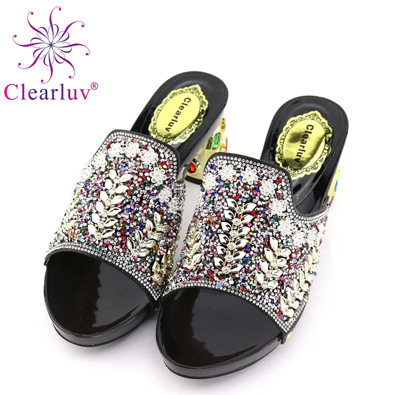 Clearluv/комплект из итальянских туфель и сумочки черного цвета Итальянская обувь с