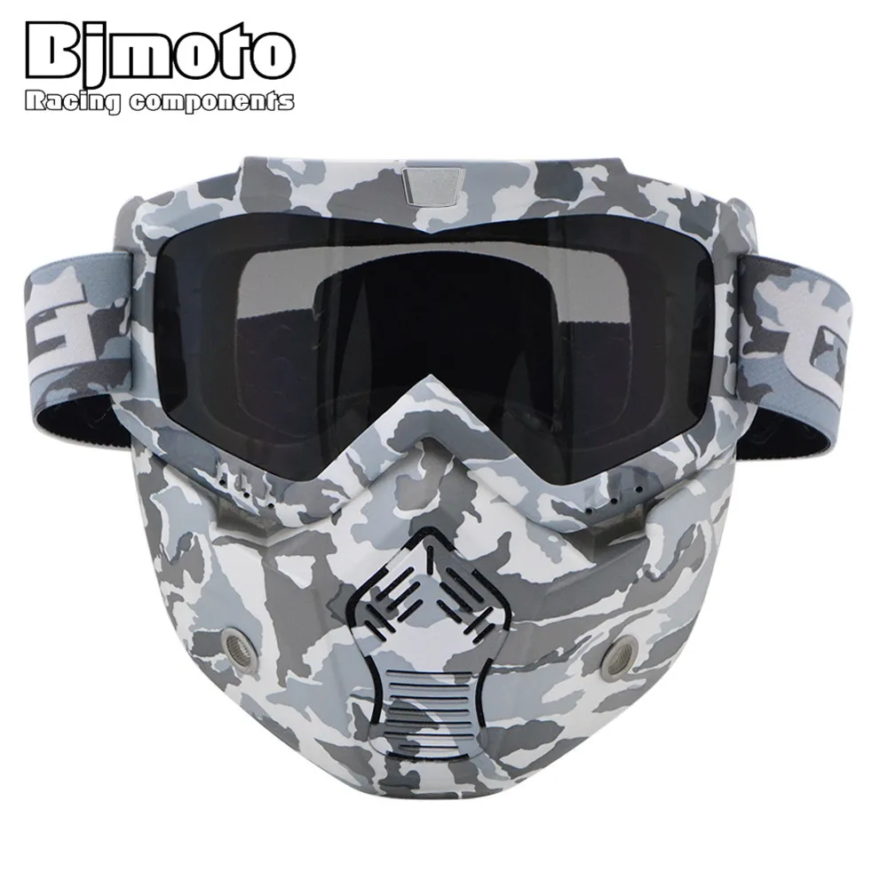 

Adult Flexible Goggles Nose and Face Protective 192*182mm Motorcycle Open Face dust Mask Detachable Glasses Helmet Goggle Glass