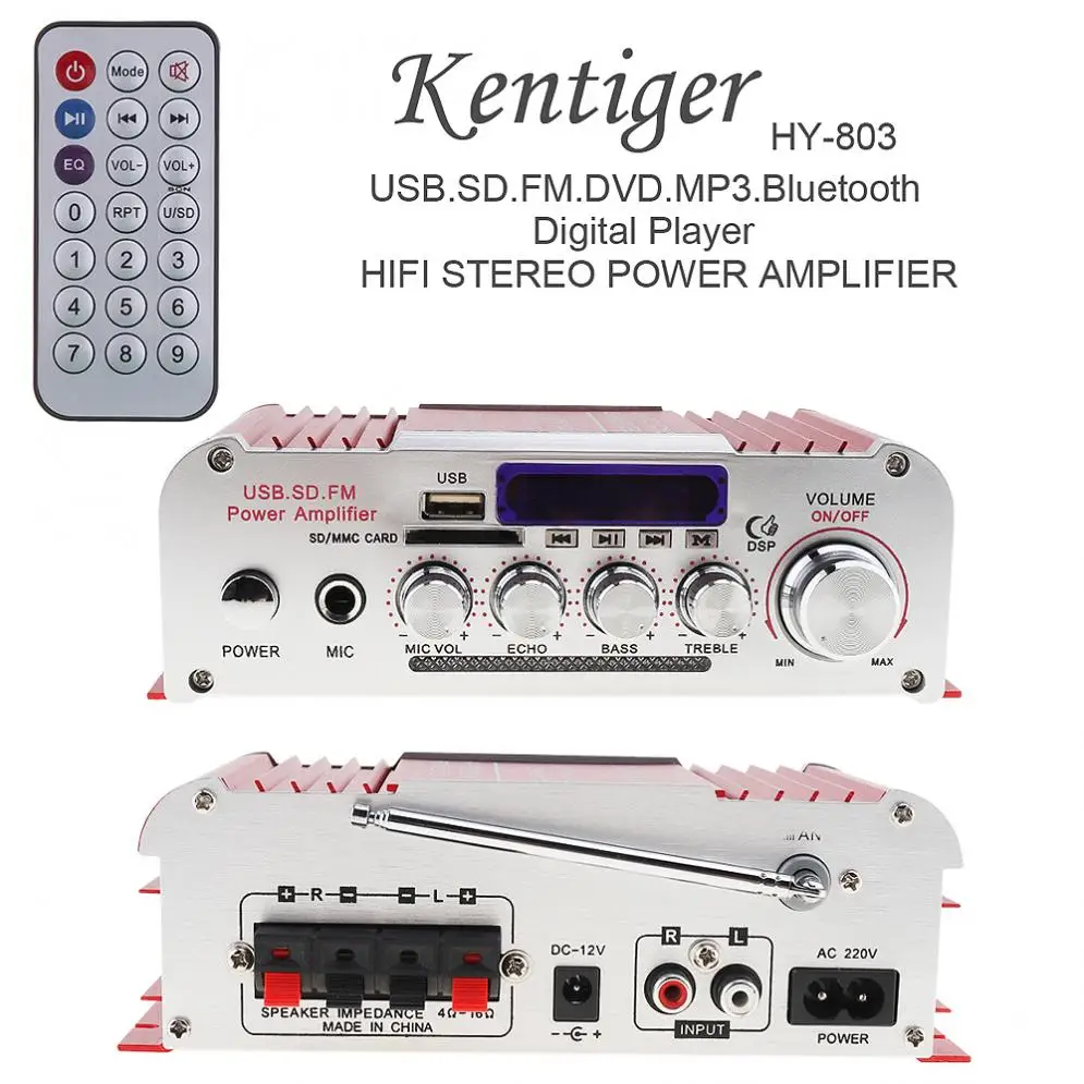 2CH Hi Fi цифровой Bluetooth автомобильный аудио усилитель мощности FM радио плеер с