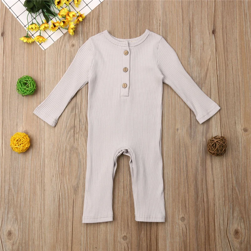 Комбинезон в рубчик для новорожденных девочек и мальчиков однотонный комбинезон