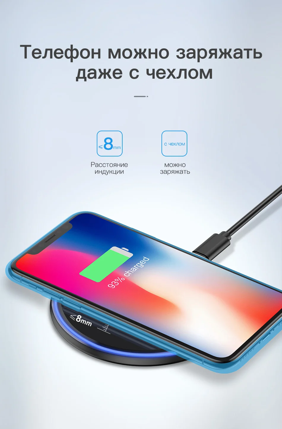 KUULAA Qi Беспроводное зарядное устройство для iPhone X XS Max XR 8 Plus 10 Вт быстрая Беспроводная зарядка для samsung S9 S10 Note 9 8 Xiaomi