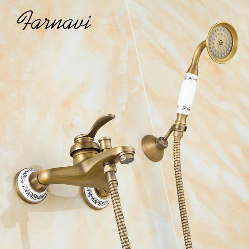 Античная Ванная комната Душ смеситель для ванны набор с Винтаж ручной