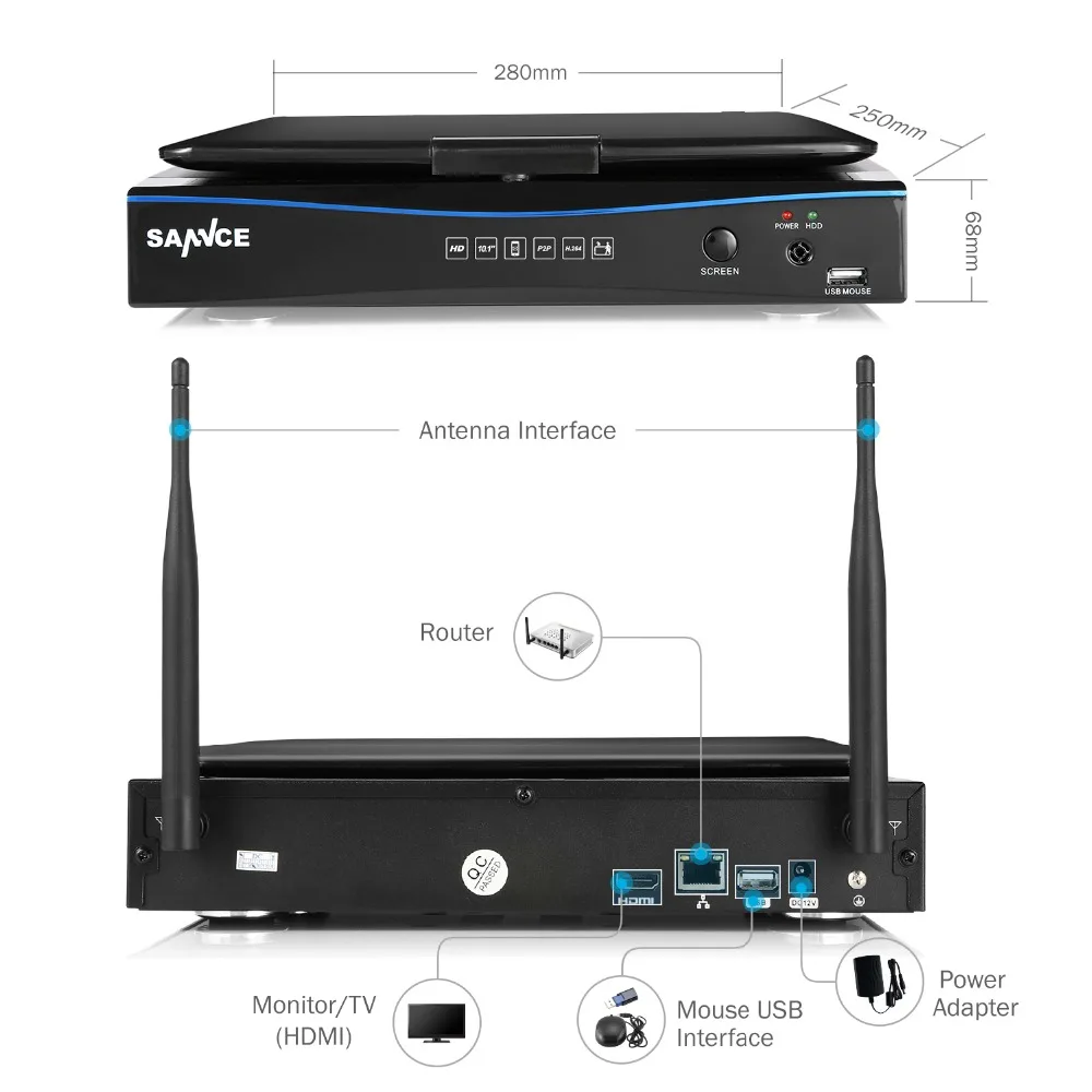 SANNCE 4CH беспроводная Wi Fi 720P система безопасности видео с 10 1 дюймовым ЖК экраном 2MP