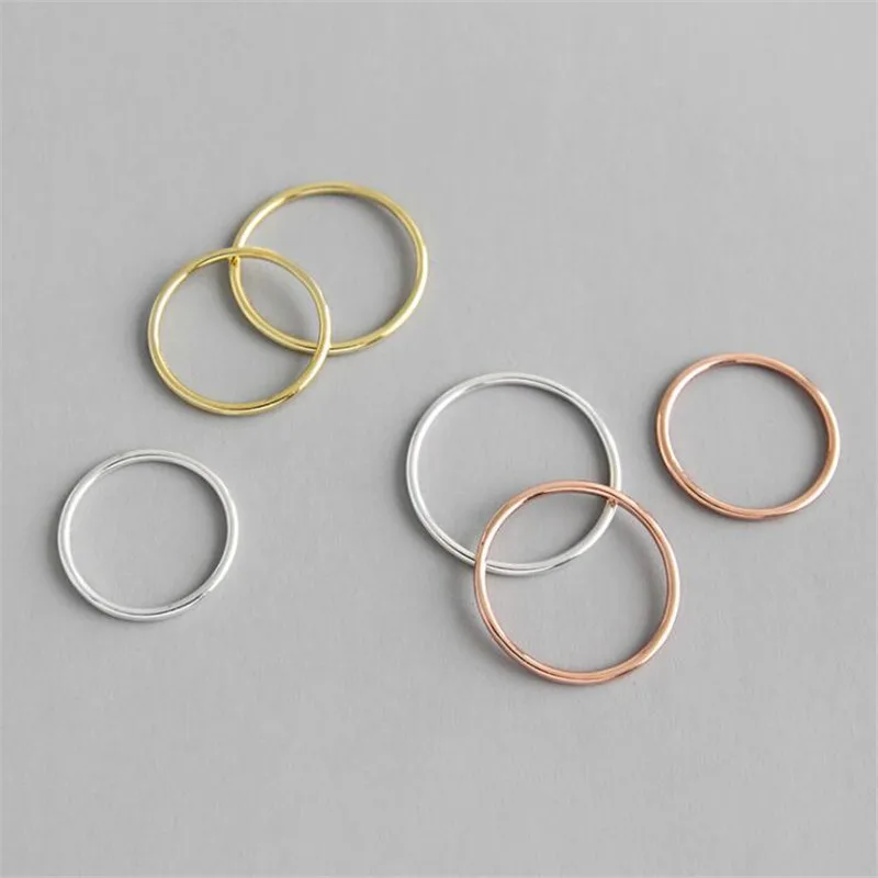 Ying vahine, корейский стиль, 925 пробы, серебро, простое, 1,2 мм, тонкое, Открытое кольцо для женщин, серебро, золото, розовое золото, круглое кольцо