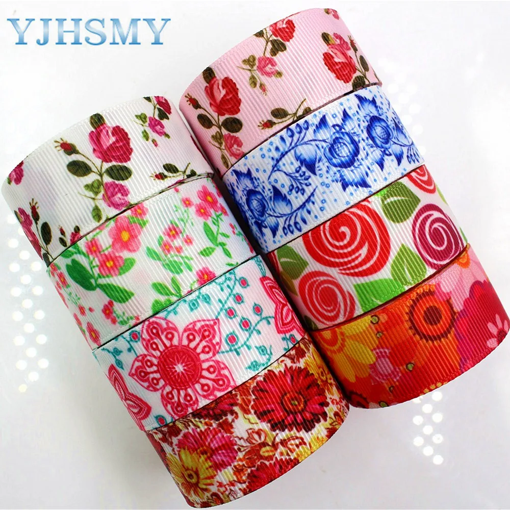 YJHSMY H 17523 917 10 ярдов 22 мм мультфильм цветок термопечать grosgrain Свадебные аксессуары