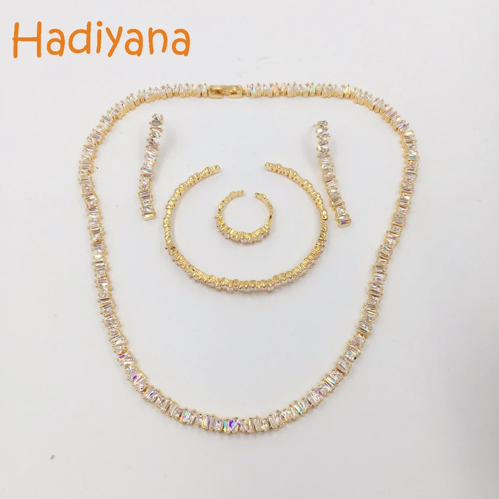 Hadiyana Sparking Pave кубический циркон Свадебный набор Высокое качество Кристалл 4 шт