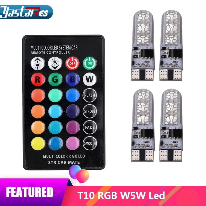4 шт. RGB T10 W5W светодиодный Габаритные фонари для автомобиля SMD 194 168 лампочка с