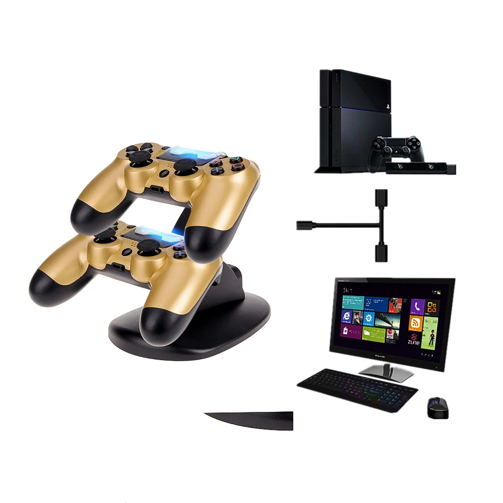 Rovtop Dual USB PS4 контроллер Зарядное устройство Док-станция светодиодный Подставка для зарядки Колыбель для sony Playstation PS4 Pro тонкий контроллер Z2
