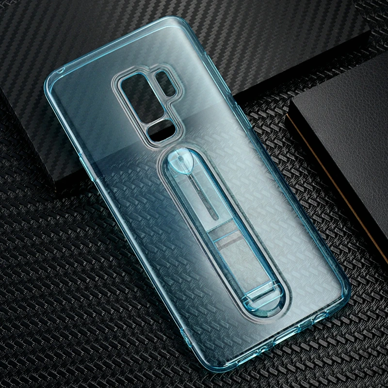 Для Samsung Galaxy S8 S9 Plus Note 8 9 невидимое кольцо с подставкой прозрачный резиновый