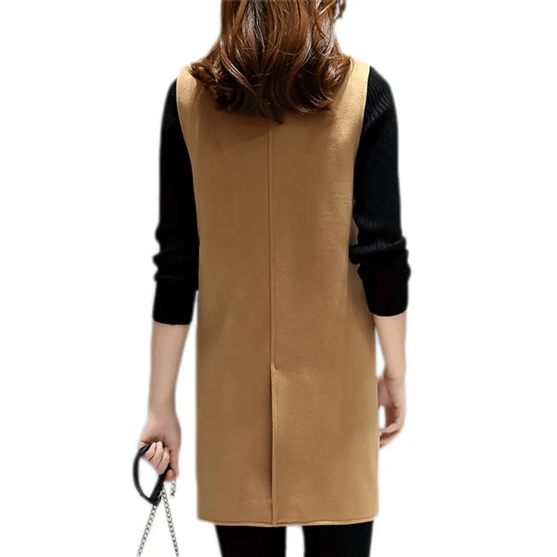 AKSLXDMMD Women's Vest 2019 New Autumn and Winter Plus Size Fashion Sleeveless Mid-long Wool Jacket Coat LH990 | Женская одежда