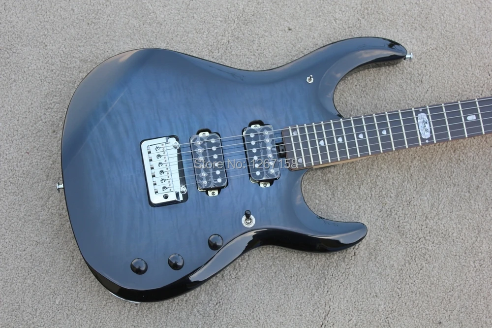 Стиль Высокое качество ручной работы твердое тело Транс синий цвет musicman jp100электрогитара, реальные фото показывает
