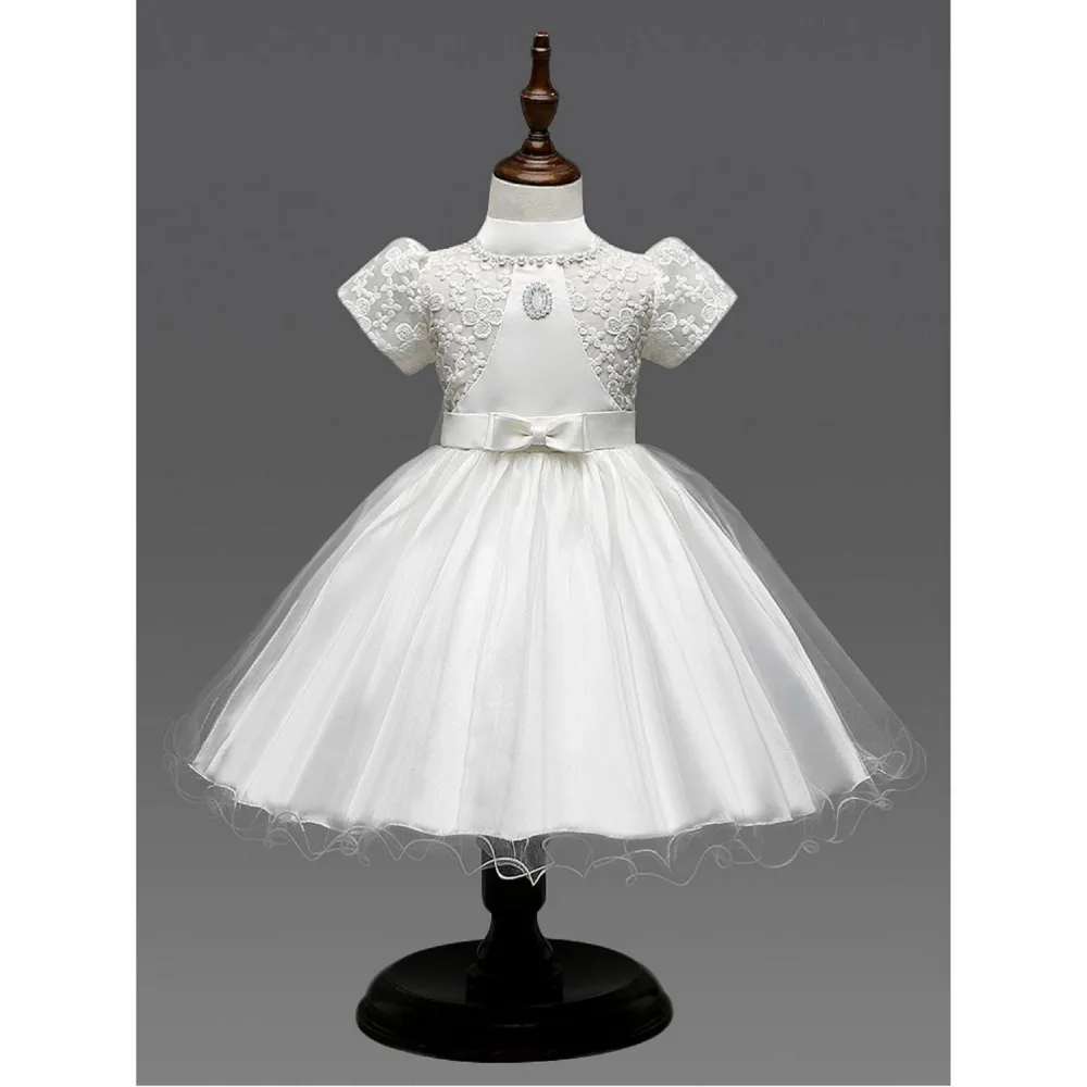 2017 Fashion White Pink Yellow Tutu Ball Gown Short sleeve Bow Organza Lace Zipper Flower Girl Dresses Kids Pageant Age | Свадьбы и