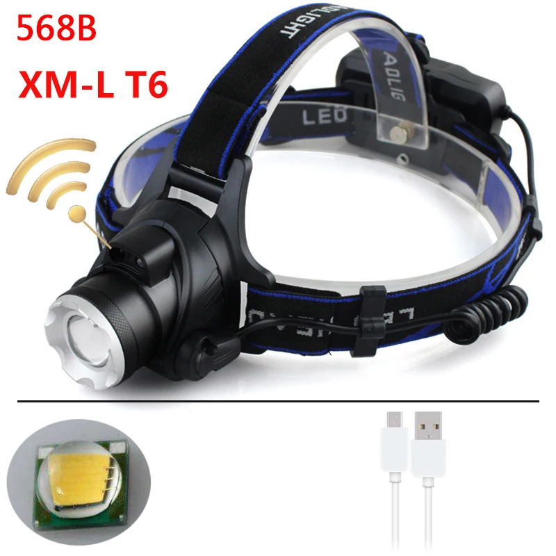 OPtion A Yunmai индукционный светодиодный налобный светильник с ИК-датчиком XM-L2 U3 XM-L T6 светодиодный налобный фонарь с зумом головной светильник XHP50 Головной фонарь передний светильник - Испускаемый цвет: OPtion A