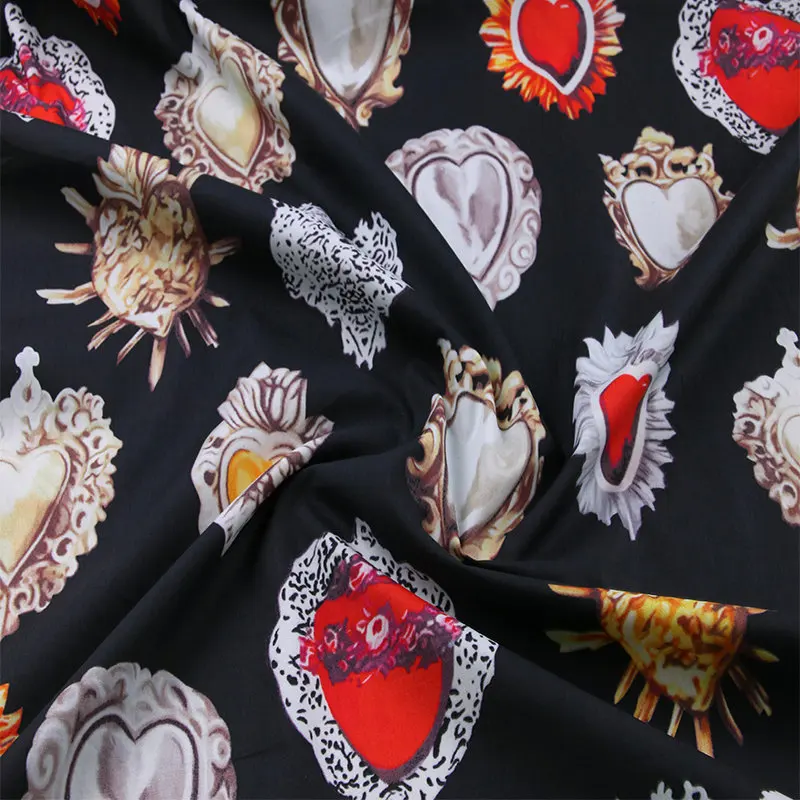 Хлопковая ткань с цифровым принтом sacred heart 60S хлопковый поплин для женщин летнее