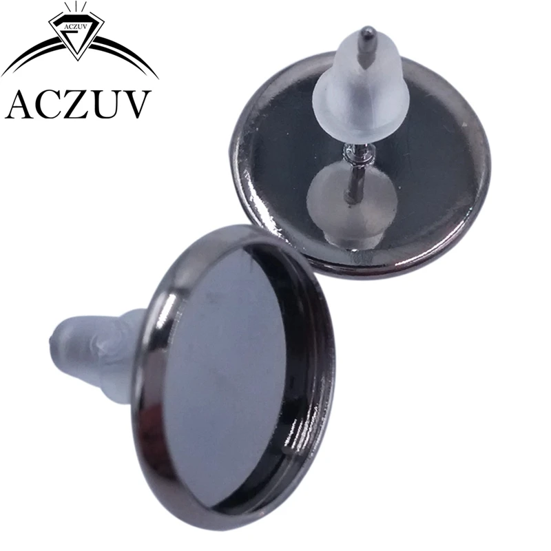 200 шт./лот пустая основа для сережек Кабошон Камея установка 8 мм 10 12 14 16 ободок