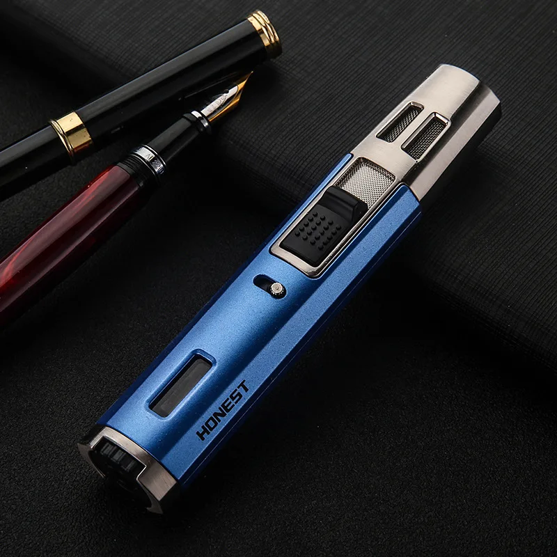 4 цвета ветрозащитная синяя Зажигалка для сигар металлическая газовая зажигалка