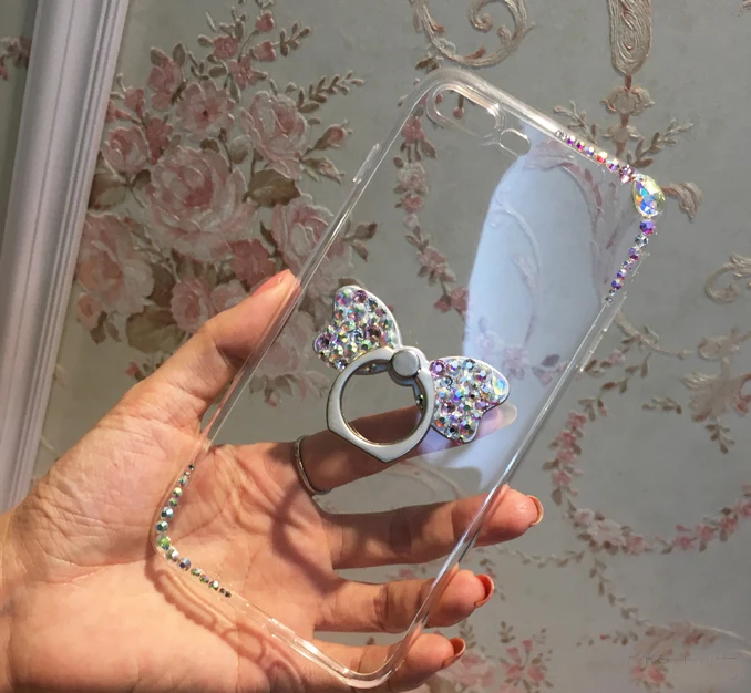 For MeiZu 16S Pro 15 16 Plus M3 Max M5 M6 M3S M5S M5C M6S Note 8 U10 U20 MX6 6 7 Bow Rhinestone Bear Ring Holder Case |