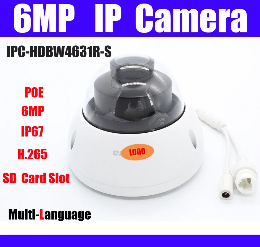 Оригинальная быстрая IP камера 6 МП H.265 IK10 IP67 30 м ИК Диапазон Встроенный слот для SD