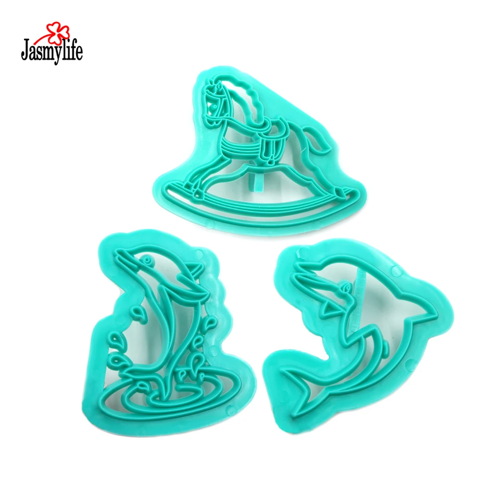 3 шт. резак для печенья с дельфином трояном лошадью пластиковый помадки сделай