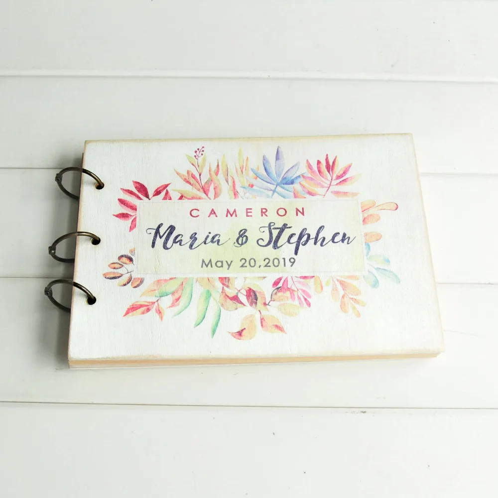 Персонализированная Свадебная книга для гостей альбом с цветочным рисунком
