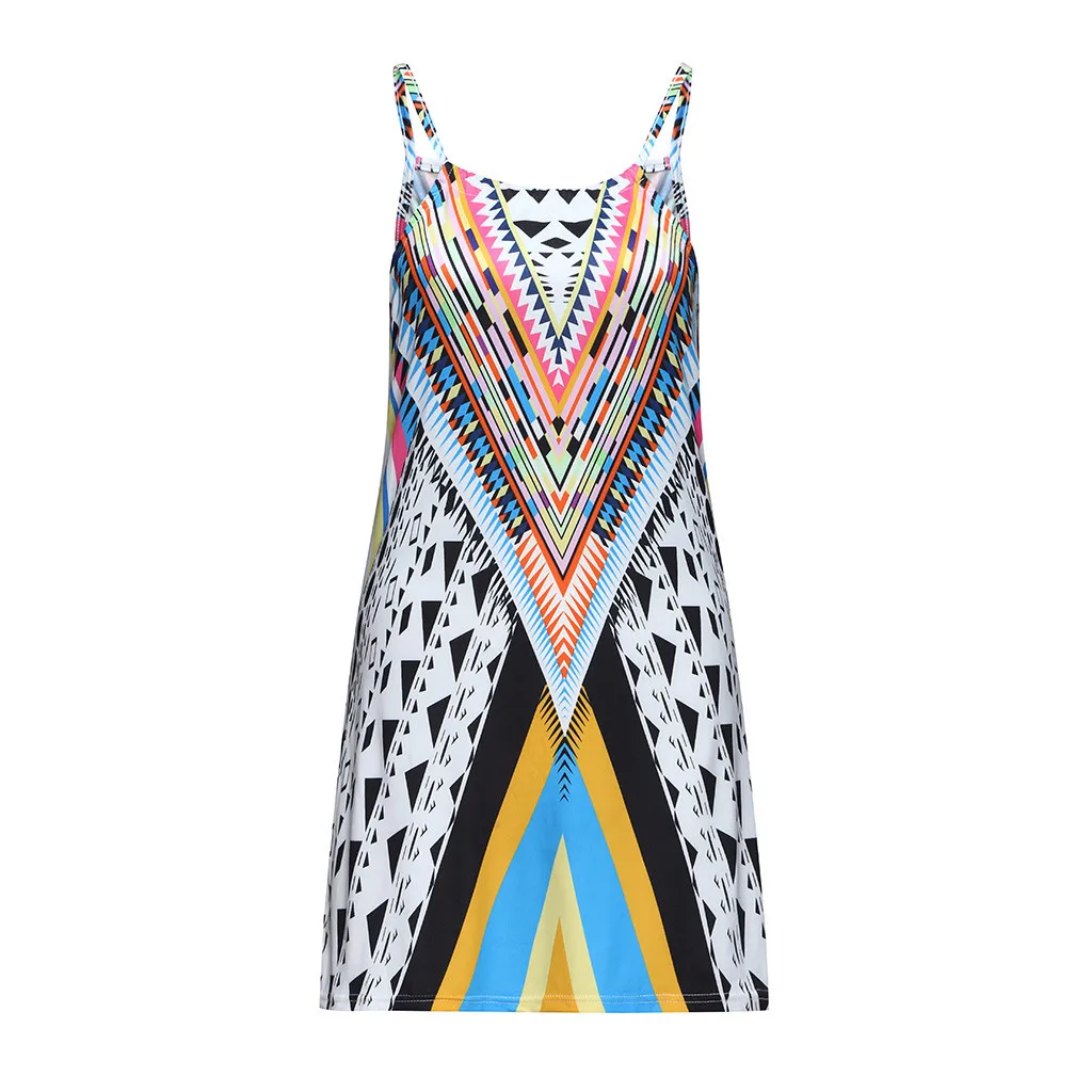 Женское пляжное платье с лямками Boho Пляжное Платье принтом А лен для вечеринки