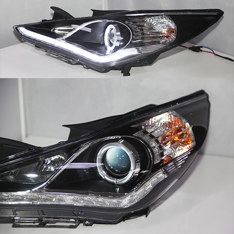 Для Hyundai Sonata YF Sonata I45 ангельские глазки светодиодный головной фонарь передние фары 2009 2010 2011 2012 2013 год с HID комплект