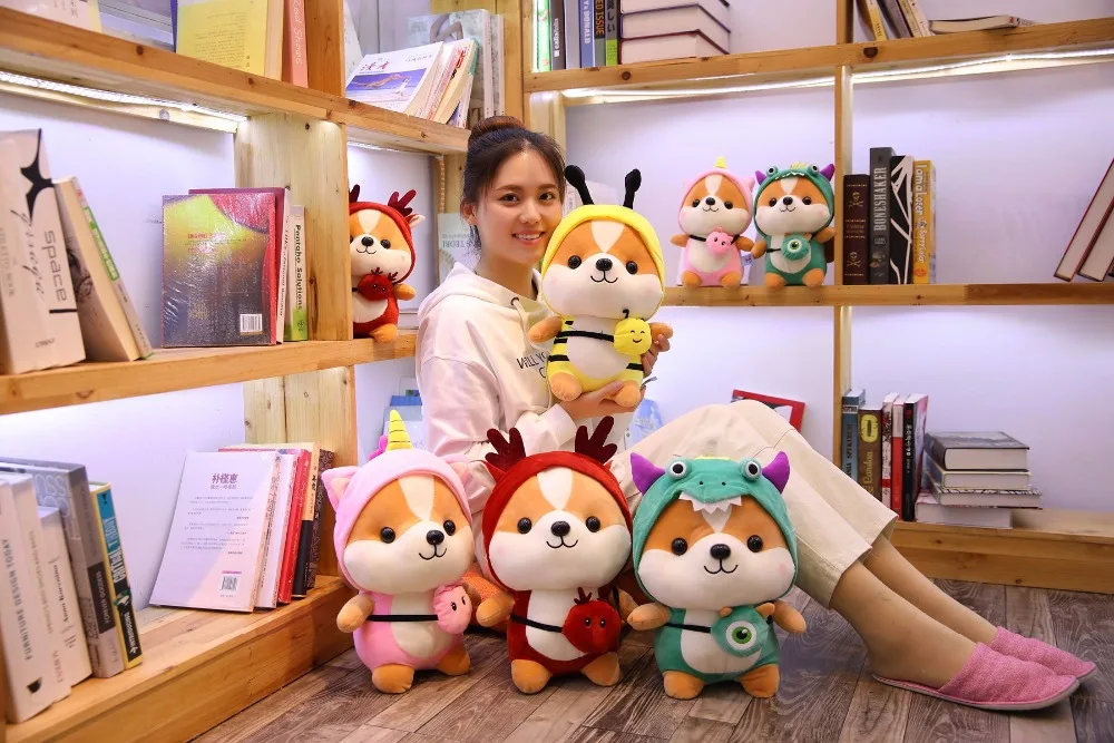 Прямая поставка; Косплей Shiba «Лисья Секретная служба»(Inu плюшевые игрушки кунг-фу Панда собака Косплэй забавные плюшевые животные, игрушки собаки куклы детские игрушки 25/35 см
