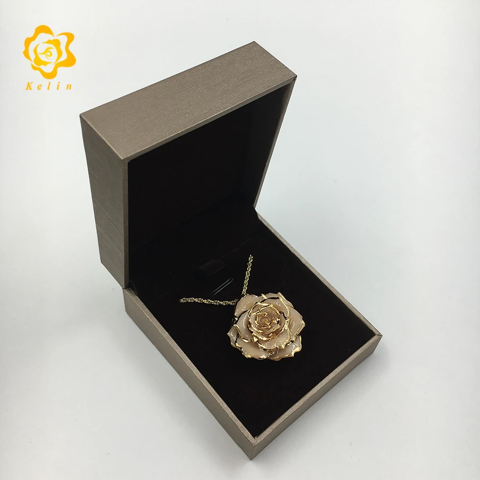 Cangnan Kelin offer Gold Rose necklace with rose shaped pendant and nice gift box | Дом и сад
