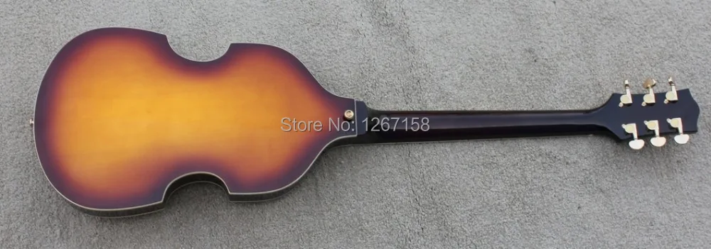Винтаж SUNBURST Hofner стиль скрипка гитара полые тела шеи переплет Золотое