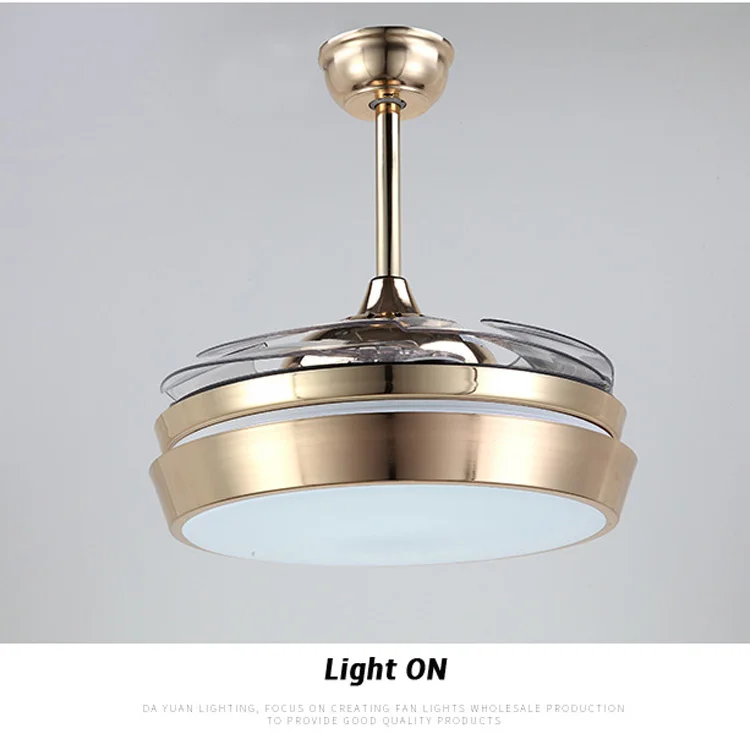 Modern Ceiling Fan Remote Control 42 Inch Invisible Hanging Fans Foldable Gold With Lights Living Bed Kids Room | Лампы и освещение
