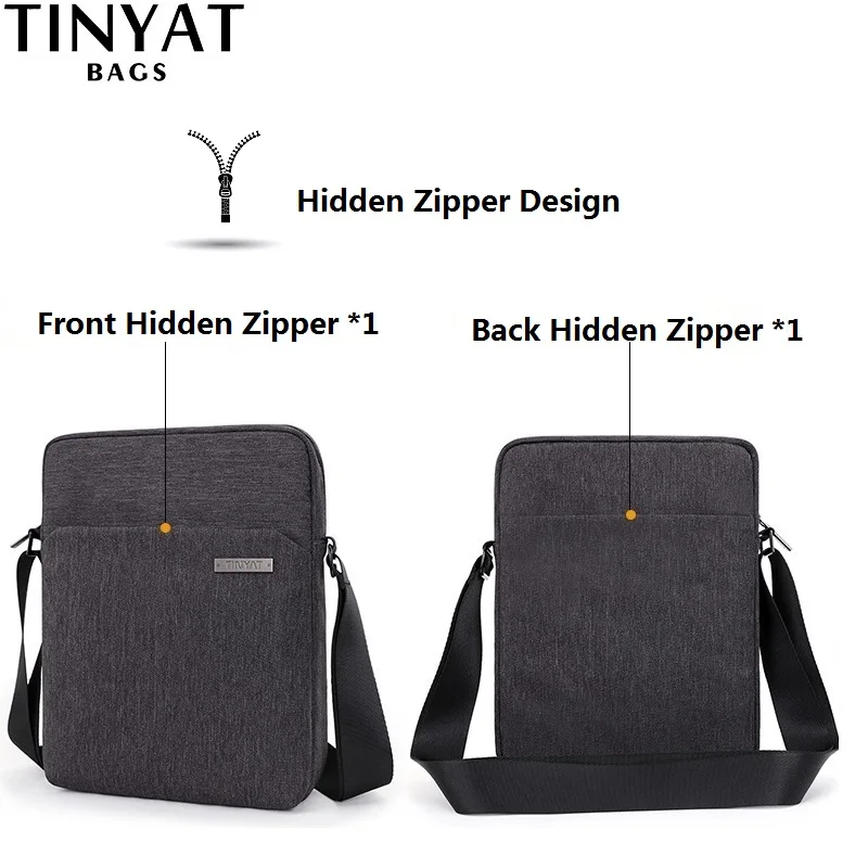 

TINYAT Men's Shoulder Bags Canva Bags for Men 9.7'pad Casual Waterproof School Sling Bag Business Men's Crossbody Bag Grey men's