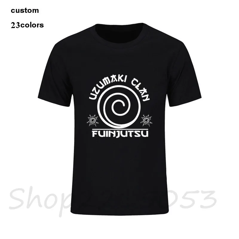 2018 японский стиль Uzumaki clan Мужская футболка camisas игра с коротким рукавом черная