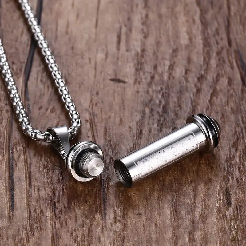 Молитва Писание трубка флакон Jewelry памяти кулон Цепочки и ожерелья Нержавеющая