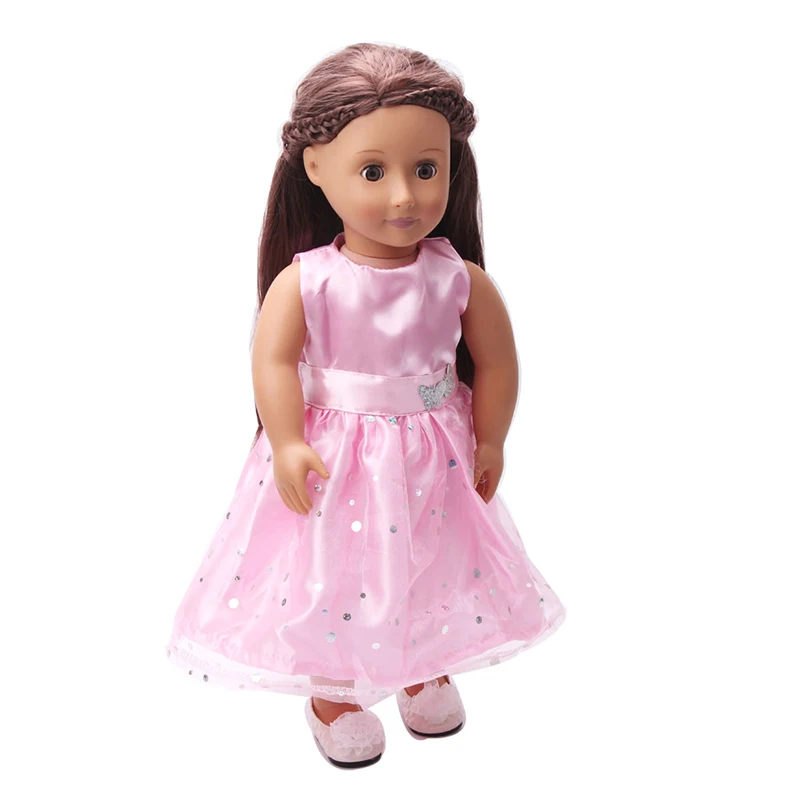 

Doll clothes lovely doll pink princess dress toy accessories fit 18 inch Girl doll and 43 cm baby doll c74