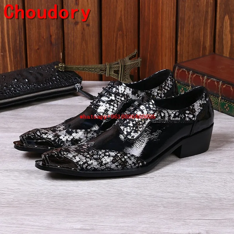 Choudory/Мужская обувь на высоком каблуке Роскошные брендовые черные мокасины для