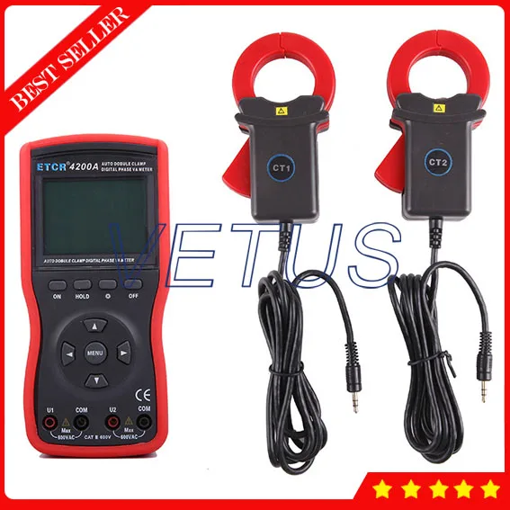 ETCR4200A умный двухзажимный цифровой фазный измеритель Вольт ампер|meter digital|digital metera