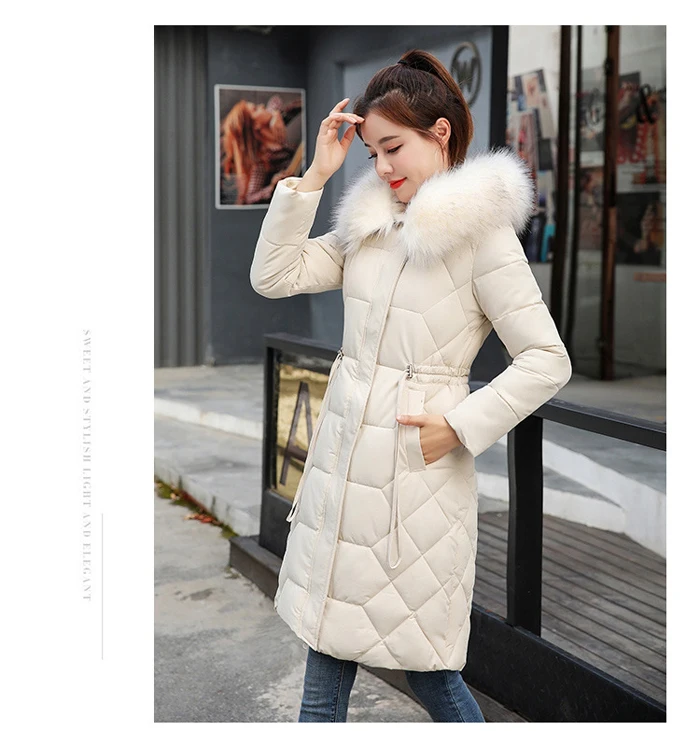 Зимний пуховик Женская Толстая теплая длинная куртка водонепроницаемое пальто большой размер с капюшоном большой меховой воротник парка Женская куртка новая