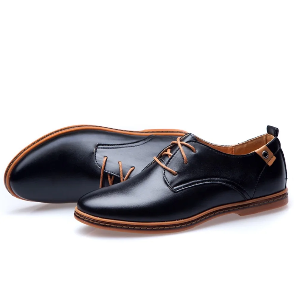 

GOXPACER Fashion casual breathable men shoes men leather single shoes daily casual leather plus size oxford shoes men flats