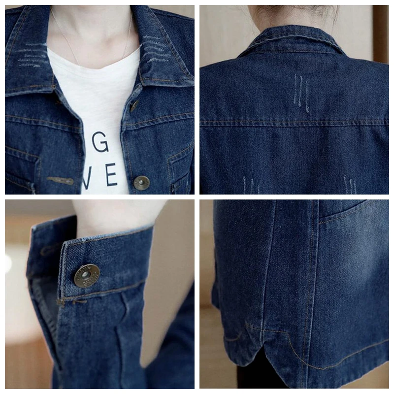 2017 New Arrival Women Spring Autumn Jacket Vintage Denim Jeans Coat Slim Single-breasted Casual Female Overcoat A1075 | Женская одежда